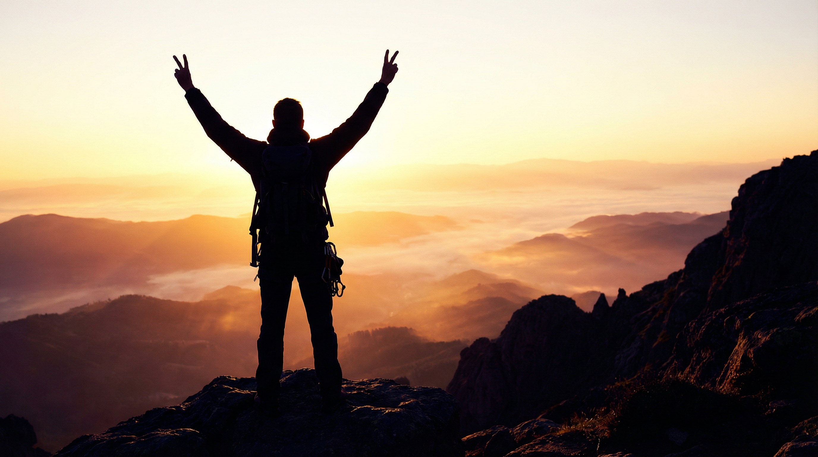 Homem no topo da montanha